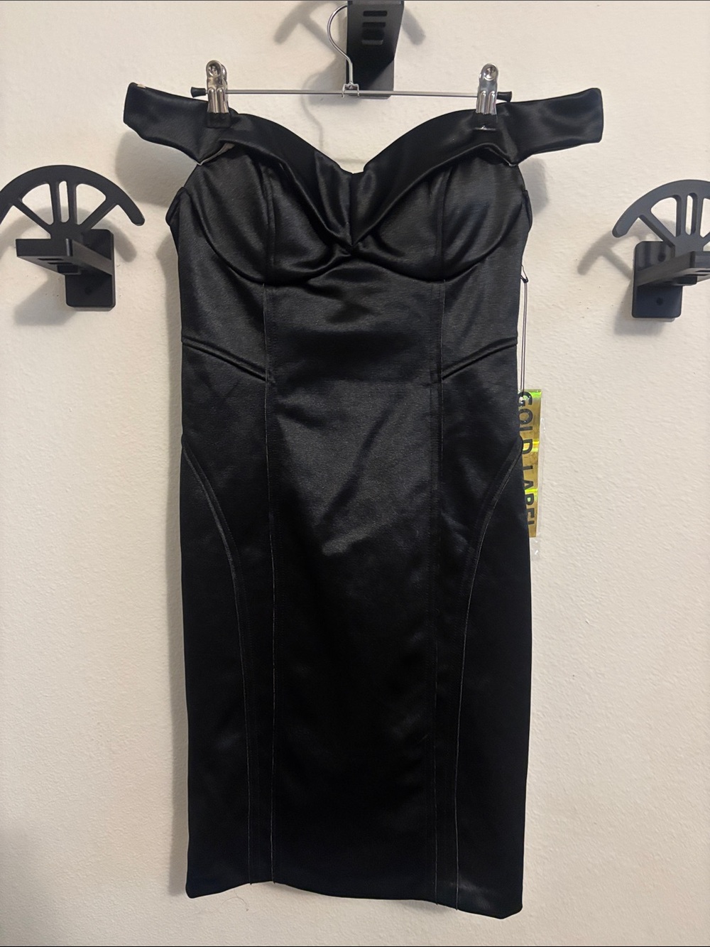 NWT Gold label Elegant Black Off-Shoulder Bodycon Dress